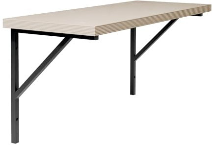 KESSLER PRO Hängende Werkbank 120x49 cm - Werktisch auf Zwei Metallstützen mit Arbeitsplatte aus Sperrholz 40 mm - Perfekt für Werkstatt und Garage, Weiß Rahmen