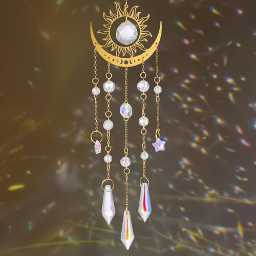 Suncatcher Kristall Sonnenfänger Fenster Lichtfänger zum Aufhängen Kristalle Windspiel Ornament Kristallkugeln für Fenster Haus Garten Weihnachten Tag Party Hochzeit Flammenmond