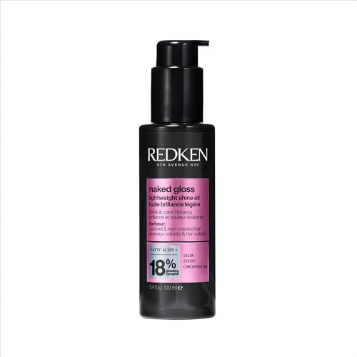 Redken, Olio per Capelli Ultra Leggero, Capelli più luminosi, Luminosità Estrema Senza Appesantire, Protezione dal Calore, Con Acidi Grassi e Omega-9, Naked Gloss, 100 ml