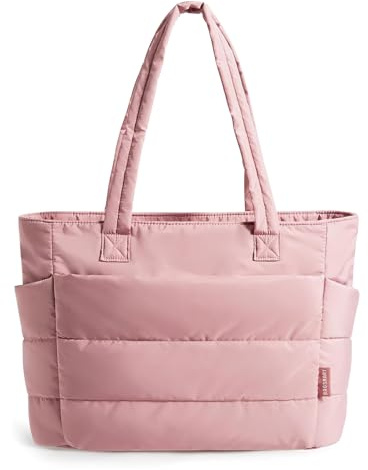 AONETIGER Handtasche Damen Daunentasche Laptop UmhäNgetasche Tote Bag Puffy Mittelgroß Shopper für Arbeit Reise Shopping Schule (Rosa)