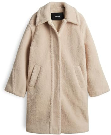 OPUS Damen Mantel | Heddy Regular Teddymantel aus recyceltem Polyester Macadamia, 36
