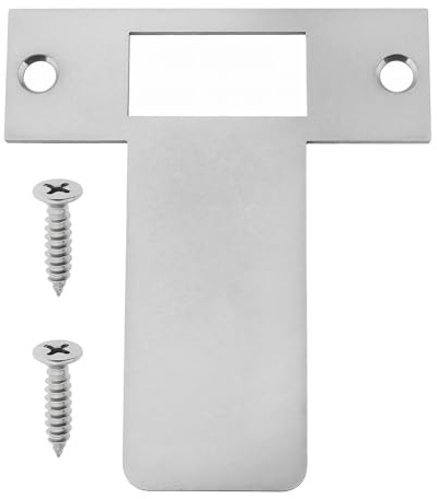 3Pcs Long Lipped Striking Plate with Screws, Stainless Steel Door Latches for Internal Door, Door Frame Door Jamb Reinforcement, Strike Plate Latch for Mortice Lock Tubular Latch, 84x97mm