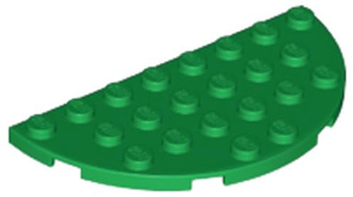 LEGO Plate, Round Half 4 x 8 Part 22888, Building Brick Component (Green, 10, Bricks)