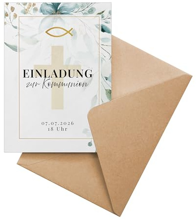 Ausgewählt verpackt Personalisierte Einladungskarten Taufe, Kommunion, Konfirmation ab 10 Stück – selbst gestalten mit Text – inkl. Umschläge, A6 – Einladung zu Hochzeit – (Motiv 3 - Hochformat)