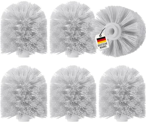 WELLGRO 6er Set Ersatzbürstenköpfe Weiß für Toilettenbürste – Ersatzbürstenkopf Universal WC Bürste – Ersatz WC Bürstenkopf Ø 7,8 cm austauschbar Klobürste
