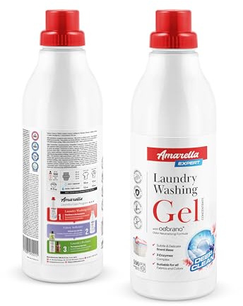 AMARELLA Expert Waschgel Konzentrat 1 L - 100 Wäschen, Universal Waschmittel mit 3 Enzymen, gegen Flecken & Gerüche, wirksam ab 30°C, für Farben Textilien Sportwäsche