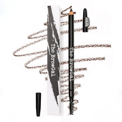 3 in 1, Skinny Eyebrow Pencil - 02 with Sharpener Cap & Spoolie Brush - Draws Tiny Brow Hairs & Fills in Sparse Areas & Gaps, Sharp Enable, Longwear, Long Lasting – 7.4 In, Espresso