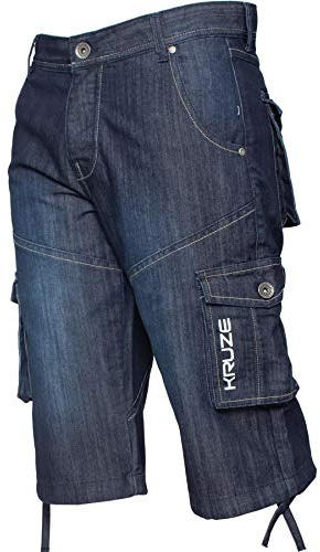 Ze ENZO Mens Cargo Combat Shorts Heavy Duty Denim Half Pants Big King All Waists