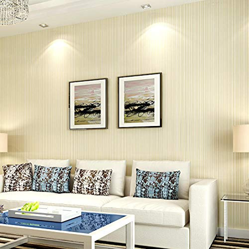 Tapete Feine Streifen Hellgelb Wand Papier Moderne Minimalistische Vliestapete für Schlafzimmer Wohnzimmer Kinderzimmer Sofa TV Hintergrund Wohnkultur /20.8 In 32.8 Ft=57 Sq.ft (10,05 m x 0,53 m)