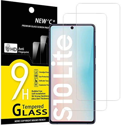 NEW'C 2 Pezzi, Vetro Temperato per Samsung Galaxy S10 Lite, Pellicola Prottetiva Anti Graffio, Anti-Impronte, Senza Bolle, Durezza 9H, 0,33mm Ultra Trasparente, Ultra Resistente