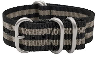 masar 22mm ZULU James Bond Style Schwarz Heavy Duty - Armband - Universal 22 Zulu Olive black