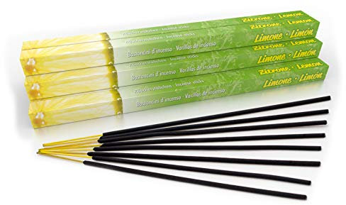Premium Räucherstäbchen Zitrone: natürlich traditionell aus Indien in fairer Herstellung. Großpackung mit 10 Boxen = 80 Stück je 45min. Ideal für Draußen/Outdoor