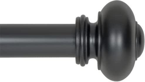 Ivilon Gardinenstange für Gardinenstange, Knauf-Design, 2,5 cm Stange, 183 cm bis 36,6 cm, Schwarz