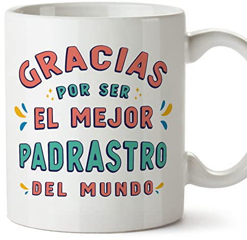 MUGFFINS Tazas para PADRASTRO - En Español - Gracias por ser el mejor - 11 oz / 330 ml - Regalo original y divertido