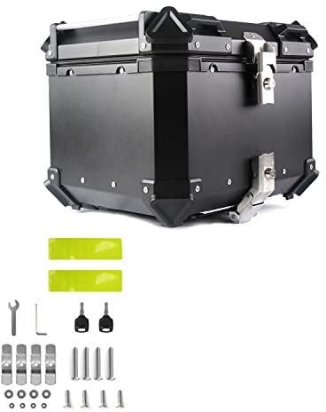 JUNNIU 28L 55L 65L 80L 100LMotorrad-Topcase Topbox für Fahrradkoffer mit Schloss zur Heckboxmontage/Schwarz/A-80L Decoration
