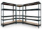Regalsystem: 1 Eckregal 180x90x45x64,5cm und 2 Rivet Steckregale 180x120x45cm und 180x150x45. 5 HDF- Böden, 250kg, anthrazitgrau