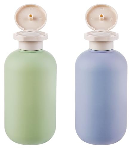 Gjinxi 2 botellas exprimibles con tapa abatible, recipientes de viaje de plástico recargables, botellas vacías, accesorios de viaje, botellas de champú y acondicionador para cremas, loción