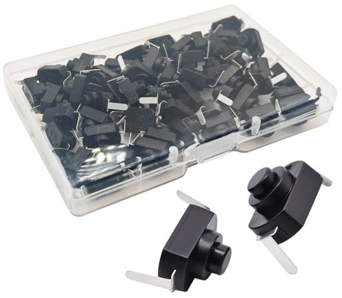 Gebildet 50pcs 12 * 8 Micro Mini Interrupteur Marche/arrêt 1.5A 250V Bouton-poussoir Autobloquant pour Bricolage lampe de Poche SMD Type 1208