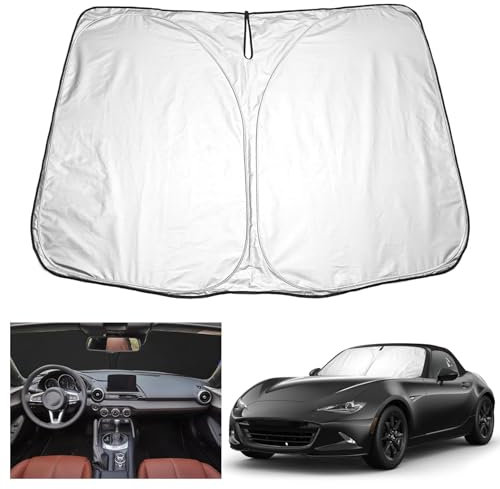 ZUOBYMBC Sonnenschutz Auto Frontscheibe für Mazda MX5 MX-5 Miata 2016-2022 2023 2024, Sonnenschutz Frontscheibe Innen,Sonnenblende Vorne,Car Windshield Sun Shade,Sun Visor Protector