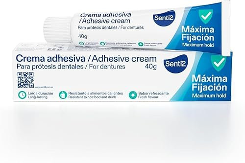 Senti2 Crema Adhesiva extra fuerte para prótesis dentales - 40g Paquete de 3