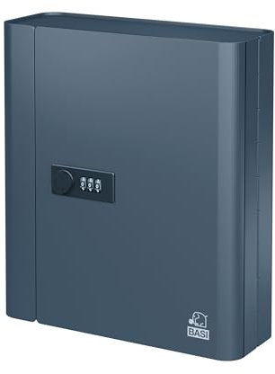 BASI | Schlüsselkasten mit Zahlencode | Erhältlich in 3 Größen 20/28 / 48 Haken | Schlüsselschrank mit Zahlenkombination 3-stellig frei einstellbar | Schlüsselkassette Anthrazit matt