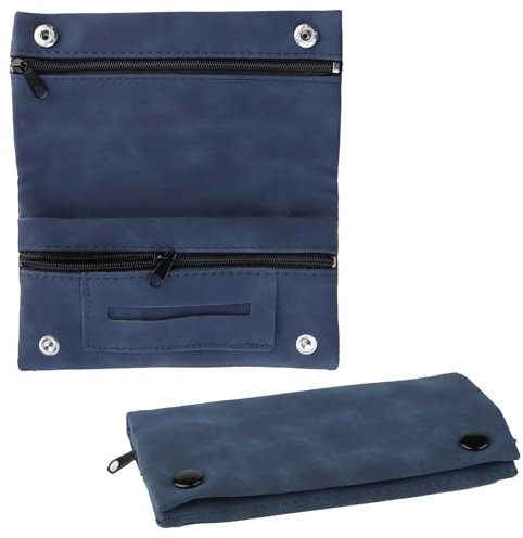 LHOEST Tabacco in pelle, per tabacco, tabacco, tabacco, borsa girevole con chiusura magnetica, pieghevole, portatile, per tabacco, tabacco, tabacco, borsa girevole multistrato, Blu, casual