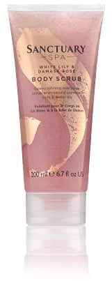 Sanctuary Spa White Lily and Damask Rose Body Scrub with Natural Pumise and Essential Oils, Vegan and Cruelty Free, 200ml