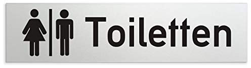 Kinekt3d Leitsysteme Schild/Türschild 160 x 40 x 1,5 mm - Aluminium Vollmaterial eloxiert - Oberfläche in geschliffener Edelstahloptik - 100% Made in Germany (Toiletten WC)