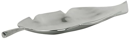 Beliani Coupelle Décorative Assiette en Forme de Feuille en Aluminium Argenté Accessoire Déco Parfait pour Salon ou Salle à Manger Glamour 68 cm