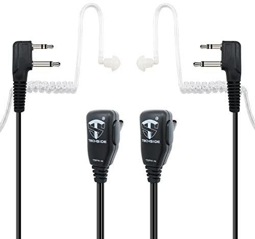 TECHSIDE Transparentes Reifenmikrofon (2 Stück) | 2 Pin Midland | Funkempfänger | kompatibel G7 pro G8 G9 pro M24 M24 plus M48 M99 G6 XT G7 XTR | Sicherheitsüberwachung SoftAir