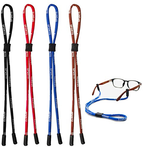 kuou 4 pcs Safety Glasses Strap, Glasses chain glasses cord sunglasses chain Universal Fit Rope Sports Glasses String Adjustable Eyewear Strap Eyewear Holder sunglasses strap Lanyards for Men Women