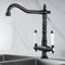 Küchenarmatur Messing Antik,Spültischarmatur Küche Wasserhahn,360°Schwenkbar mit 2 Keramisches Griffe,Zweigriffmischer Spültischarmatur für Küchen oder Badezimmer (Schwarz)