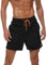 JustSun Badeshorts Herren Badehose Männer Schwimmhose Schnelltrocknend Boardshorts Strandshorts Beachshorts mit Reissverschlusstasche Schwarz L