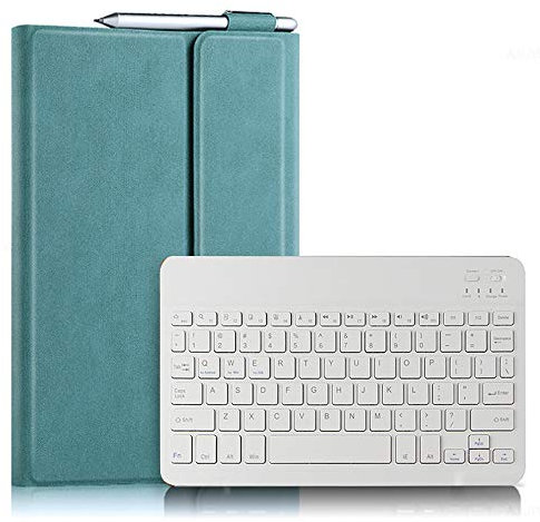 QYiD Custodia con Tastiera per Huawei MediaPad M5 Lite 10, Business Custodia Protettiva in Pelle con Magnetically Tastiera Removibile per Huawei MediaPad M5 Lite 10 Pollici Tablet 2018, Blu