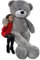 Odolplusz Riesen Teddybär XXL, 220 cm, Plüsch Kuscheltier mit Silikonisierten Faserbällchen (Grau)