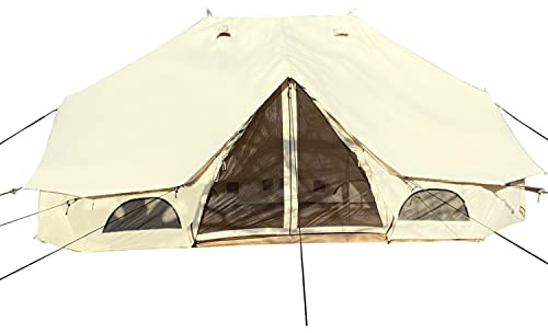 Skandika Tipii 400/500 Zelt für 8/10 Personen | Wasserdichtes Baumwollzelt, Baumwolle, 4000 mm Wassersäule, Moskitonetz am Eingang und Fenster, Makramee | Jurtezelt, Glampingzelt, Festivalzelt