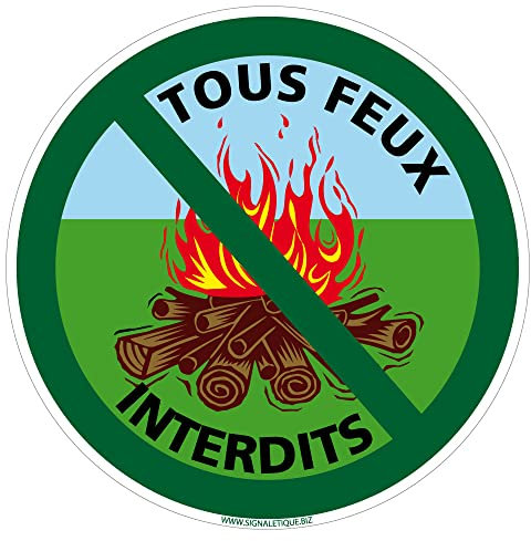 Signaletique.biz France Panneau Tous Feux Interdits Zone Nature Diametre 125 mm PVC 1,5 mm