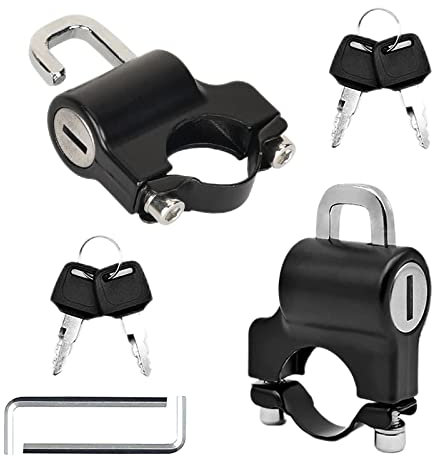 2 Piezas Bloqueo de Casco Candado para Casco de Motocicleta Universal Cerradura de Casco de Moto con 4 Llaves para Tubos de Manillar de 22-28 mm (Negro)