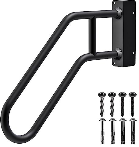 SELEWARE Pasamanos resistentes de 30 pulgadas para exteriores de 1 a 4 escalones, jamba antideslizante para puerta, montaje en pared, barandilla de mano, barra de agarre, mango de seguridad en forma