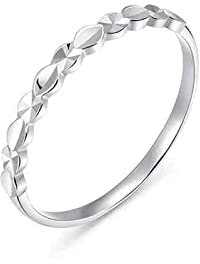 KnSam Echtgold Schmuck Damenring Platin PT950, Freundschaftsringe Blüte Blumen Diamantring Partnerringe Gr.52 (16.6)
