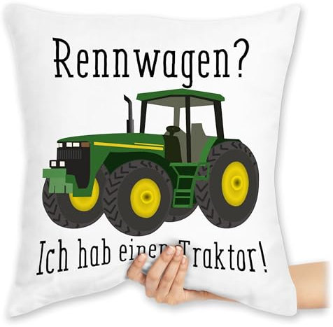 Kissen 40x40 Zierkissen - Traktoren - Rennwagen Ich Habe einen Traktor - Geschenk Landwirt Trecker Bauer Geschenkidee Landwirtschaft Landwirte - 40 x 40 cm - Weiß - traktorfan tracktoren sitzkissen