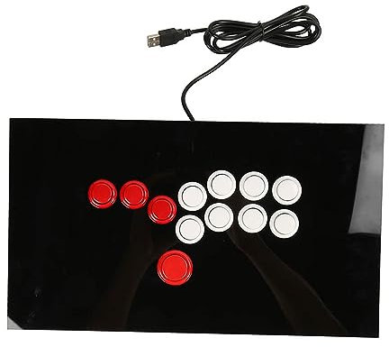 Arcade Game Fighting Joystick avec Sanwa OBSF 24 Boutons, Boutons de Mouvement Sensibles, Fond Antidérapant et Touches Fléchées de Style Clavier pour PS3 Steam PC
