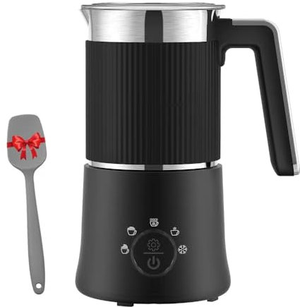 Montalatte e vaporiera rimovibili, macchina automatica for schiuma calda/fredda e cioccolata calda 5 in 1, lavabile in lavastoviglie (Color : Black, Size : EU)