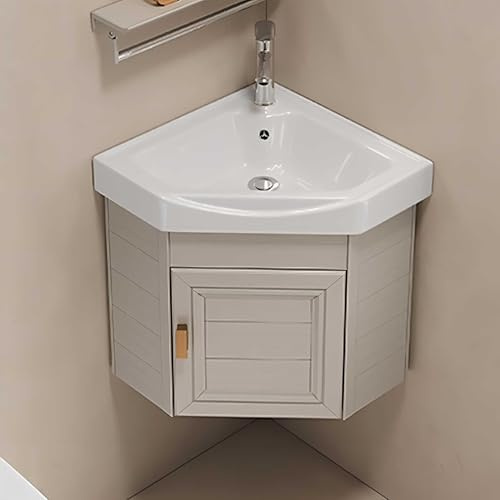 Hyndes Lave-Mains avec Meuble Angle pour Salle de Bain, Armoire WC Suspendu et Lavabo Moderne à Monter au Mur, Kaki