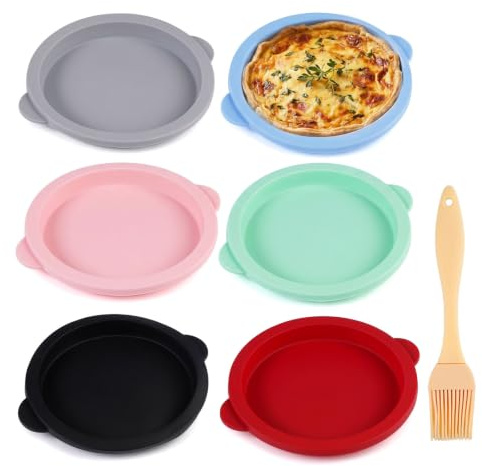 6 Piezas Molde Huevos Air Fryer Silicona Redondo, No Se Pega | 10 cm Molde Silicona Huevos Freidora de Aire, Moldes Silicone Huevo Fritos Air Fryer, para Preparar Hamburguesas, Pasteles