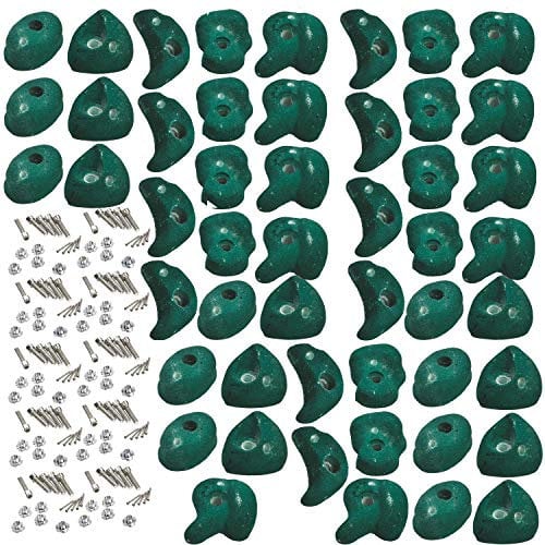 Garden Games 50 Pack of Premium Climbing Holds High Grip Polyresin with Stainless Steel Fixings (Green)