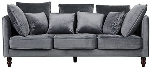 Beliani Modernes Dreisitzer Sofa in Grau Samtstoff Polsterbezug Fenstad