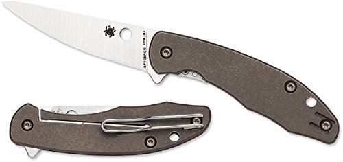Navaja Spyderco Mantra 2 C203TIP con Hoja de Acero CPM M4 de 8,1 cm Filo Liso y empuñadura de Titanio de 10,4 cm para Caza, EDC. Camping, Gentleman, Supervivencia y Bushcraft