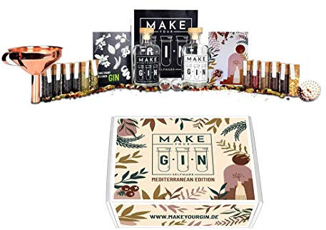 Make Your Gin Geschenkset - MEDITERRANE EDITION Gin zum Selbermachen - Botanicals + Bar Trichter + Anleitung mit Rezept