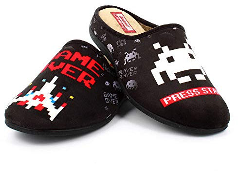 Rodevil Zapatillas inspiradas en Space Invaders cómodas andar por casa - Gamer retro (numeric_41)
